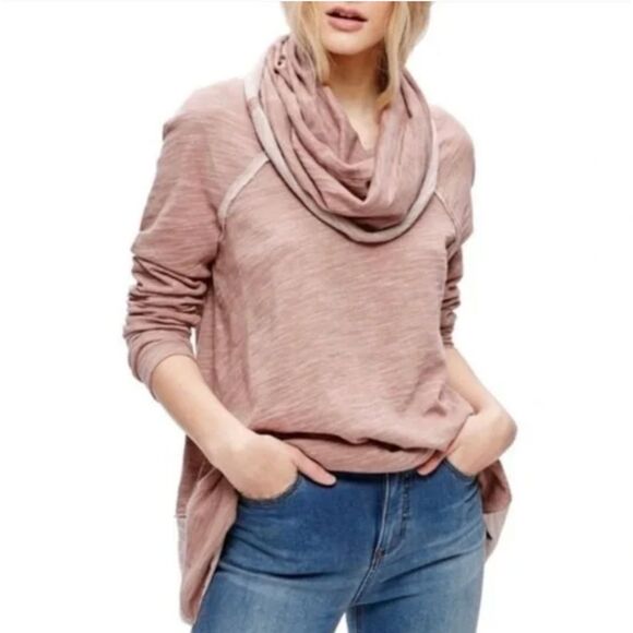 Free People FP Beach Cocoon Cowl Pullover in Pink Sand One Size‎ - Picture 1 of 10